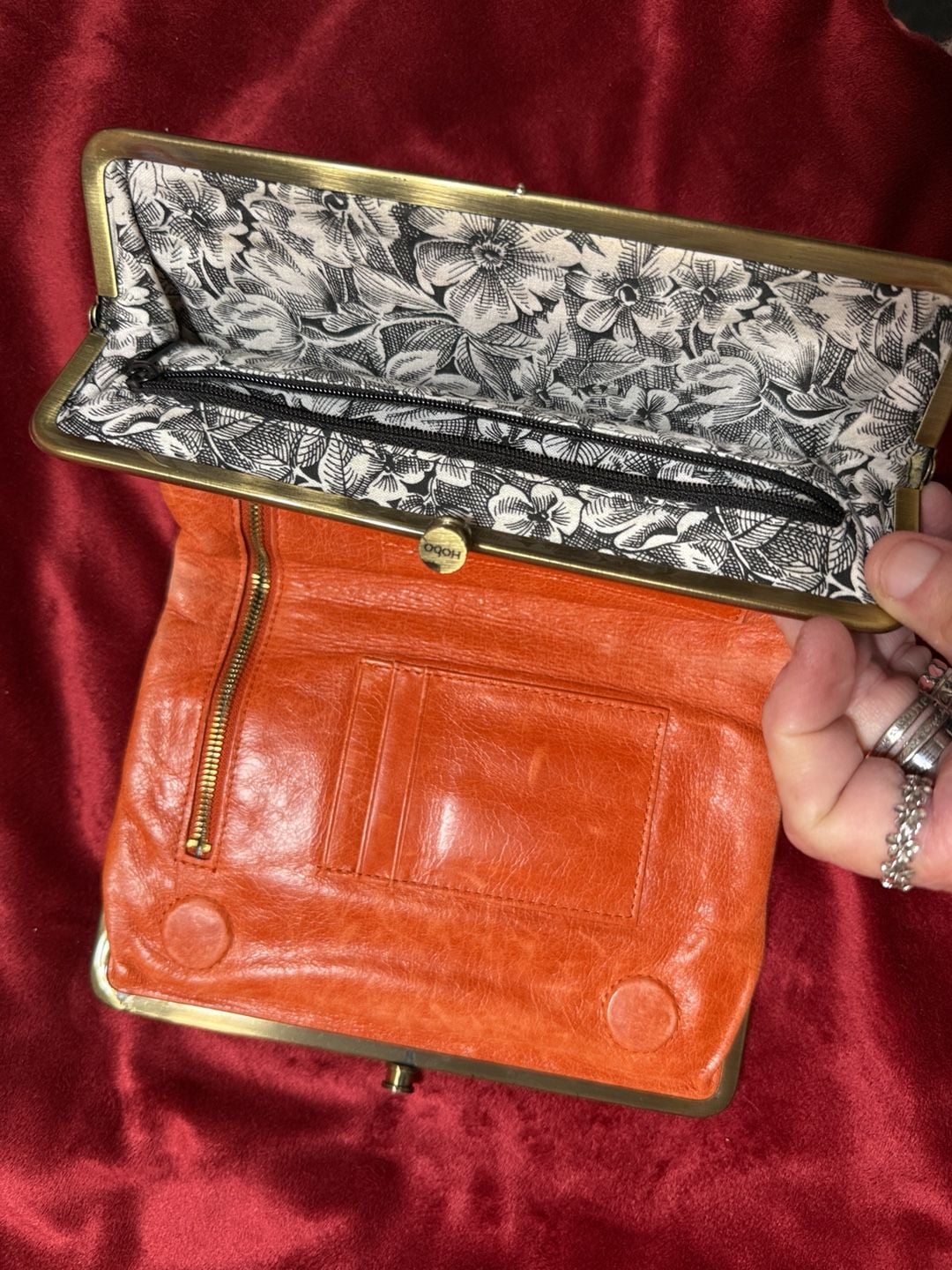 HOBO The Original Lauren Orange Clutch Wallet 10