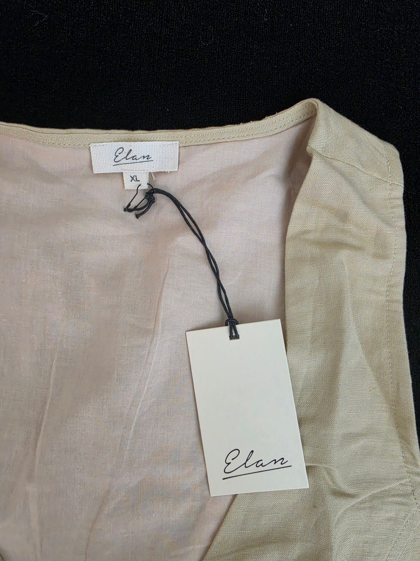 Elan Linen Blend Vest Size XL Beige Button Down 4