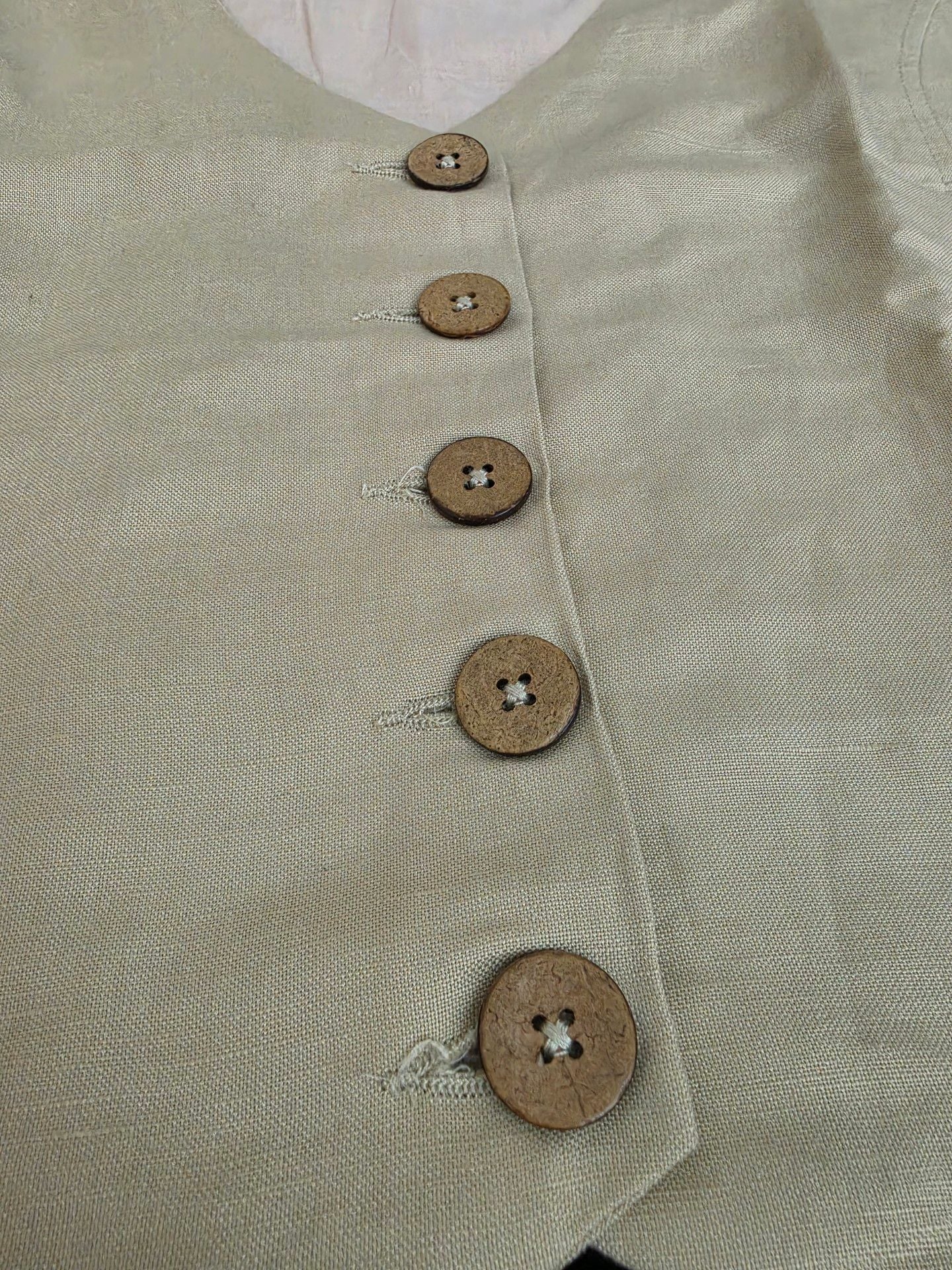 Elan Linen Blend Vest Size XL Beige Button Down 5