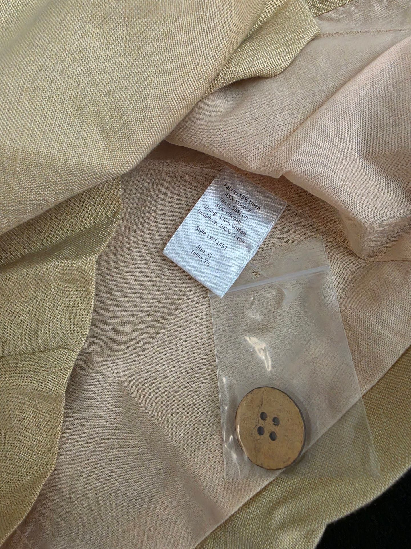 Elan Linen Blend Vest Size XL Beige Button Down 6