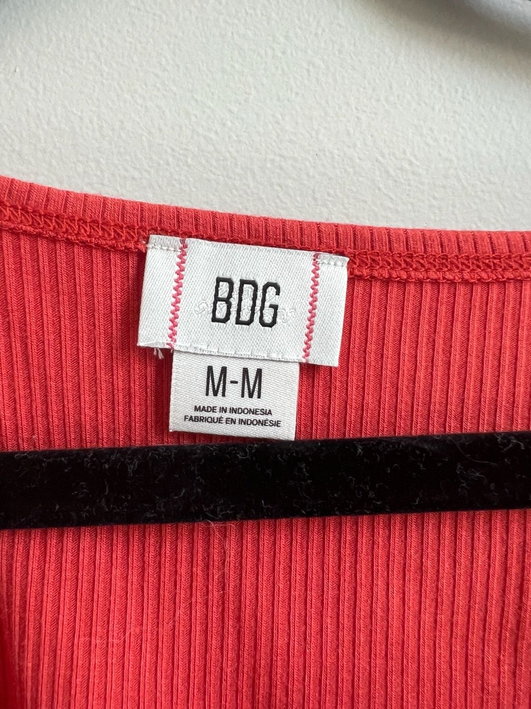 BDG Ribbed Scoop Neck Top Red 3