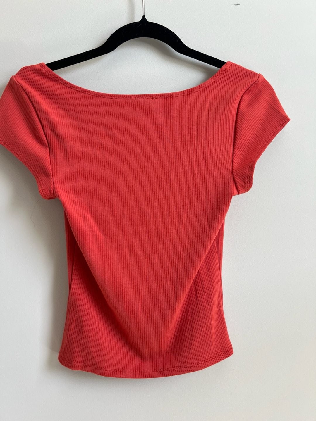 BDG Ribbed Scoop Neck Top Red 4