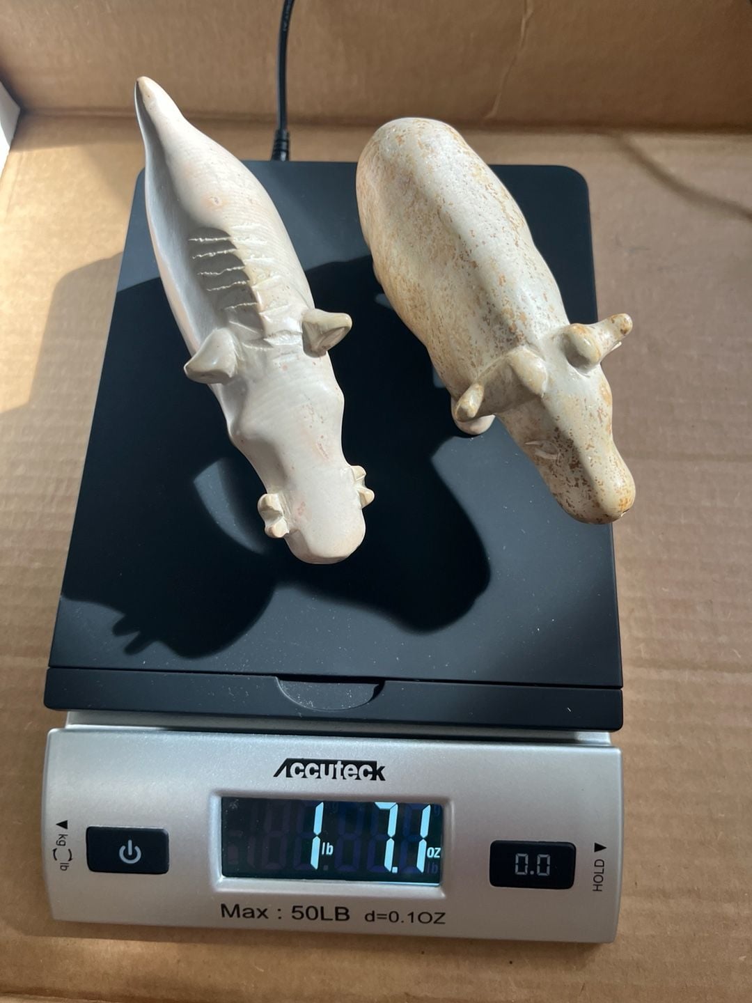 Hand Carved Soapstone Hippo Warthog Animal Figurine Set of 2 7