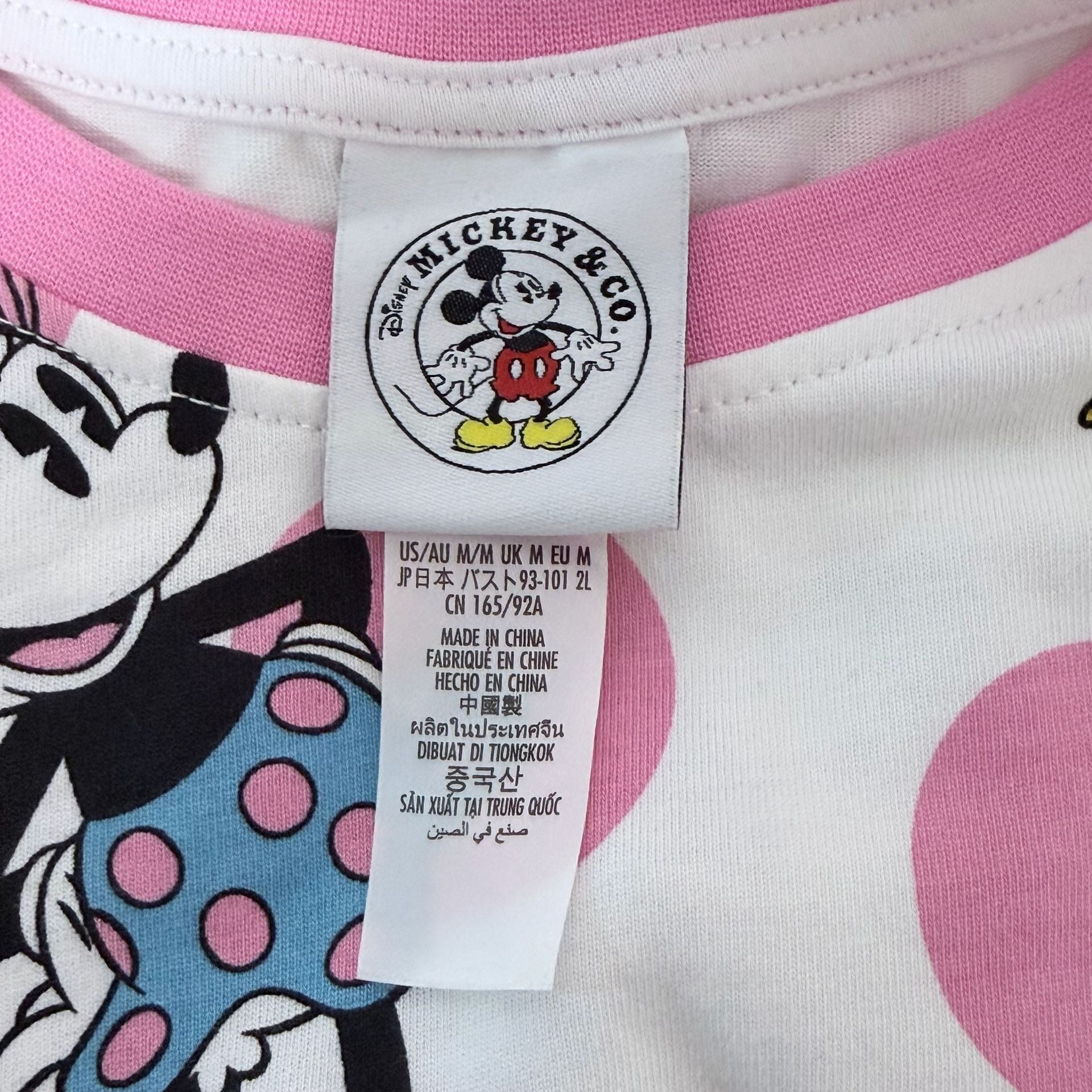 Disney Mickey & Co. Minnie Mouse T-Shirt Size M White Pink Polka Dot 3