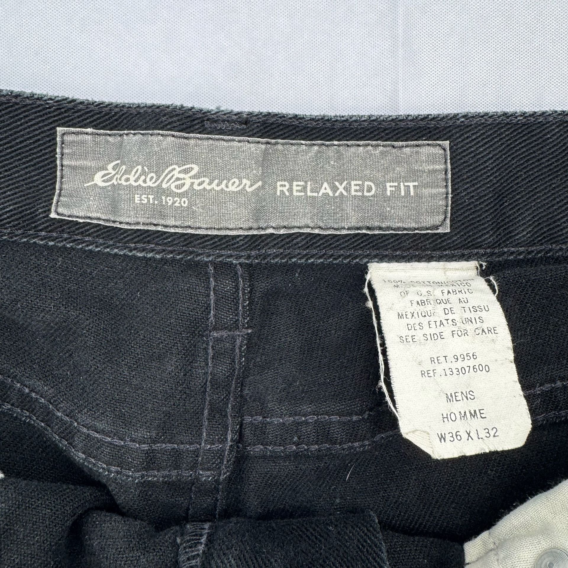 Eddie Bauer Relaxed Fit Jeans 36x32 Black Denim Painter Style Distressed 3