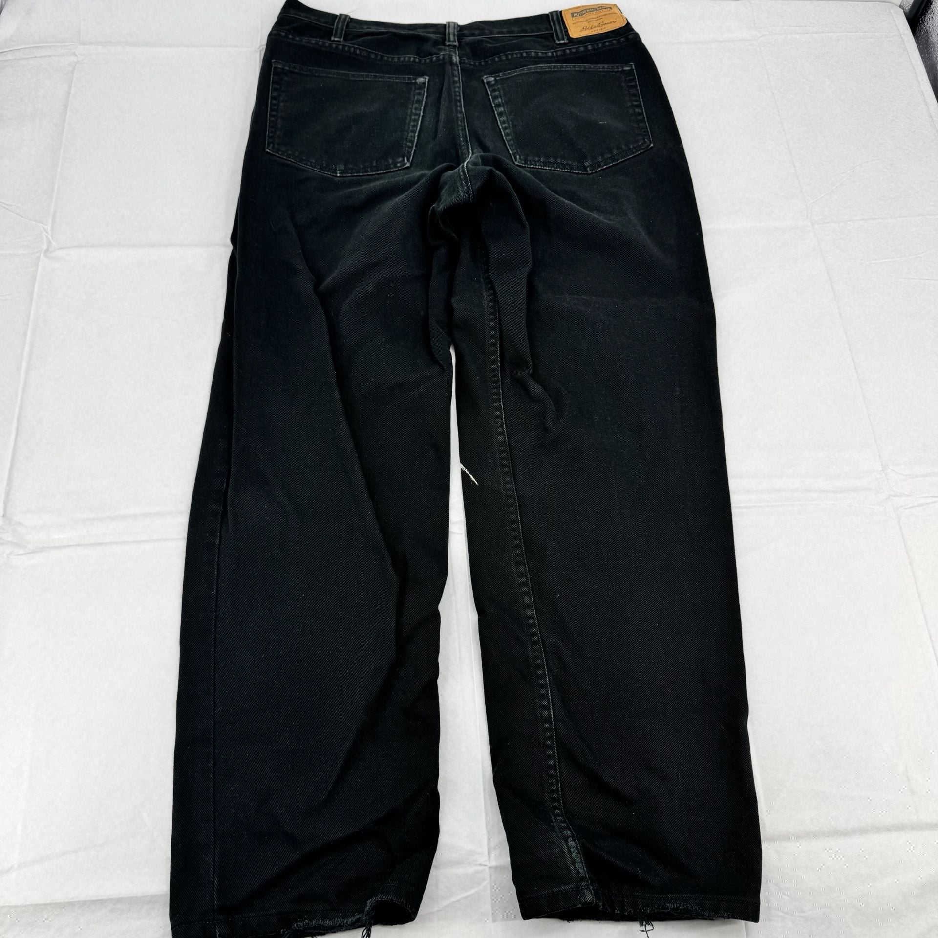 Eddie Bauer Relaxed Fit Jeans 36x32 Black Denim Painter Style Distressed 6