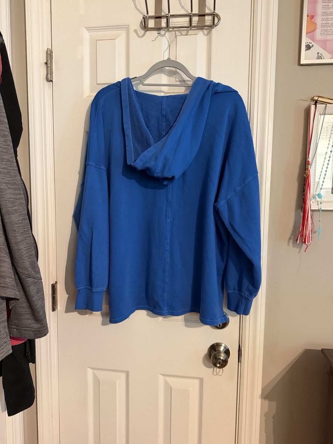 Old Navy V-Neck Hoodie Size L Blue Sweatshirt 4