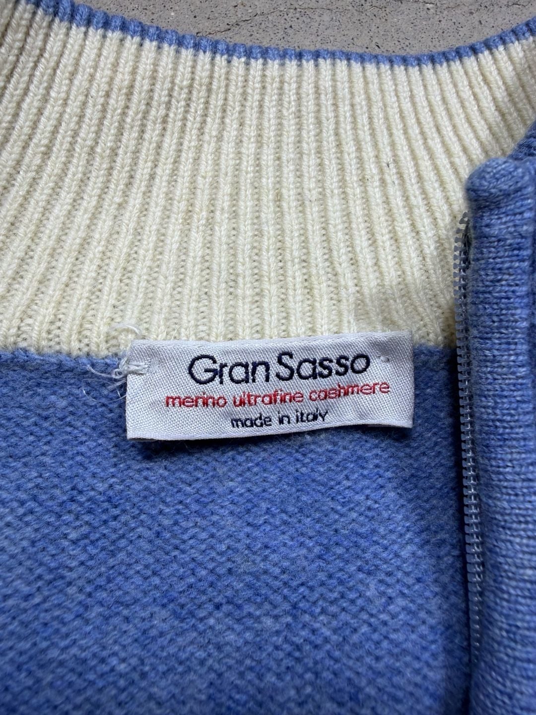 Gran Sasso Argyle Quarter Zip Sweater Blue Brown Size L 4