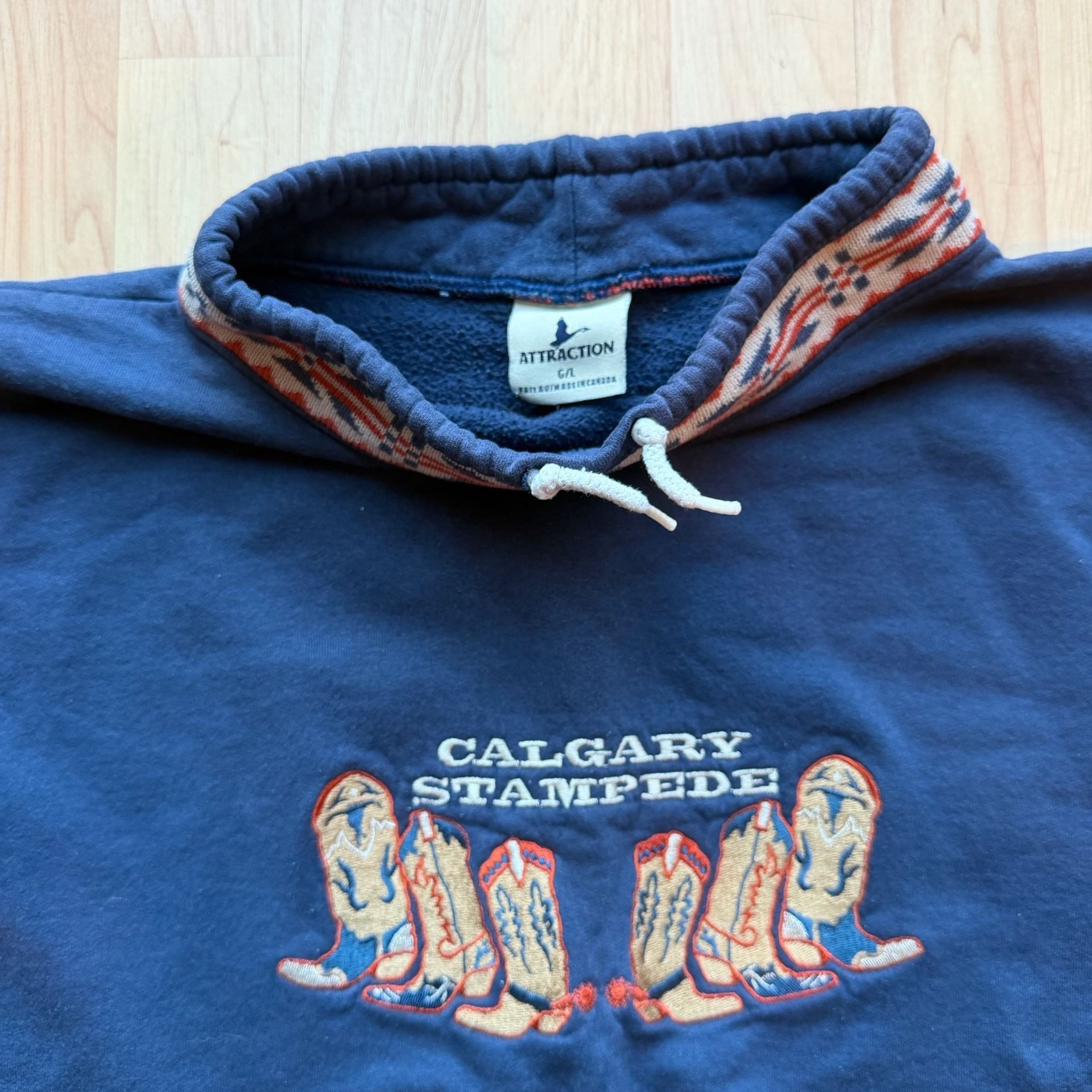 Vintage Embroidered Cowboy Boots Western Cowboy Blue Sweatshirt 8