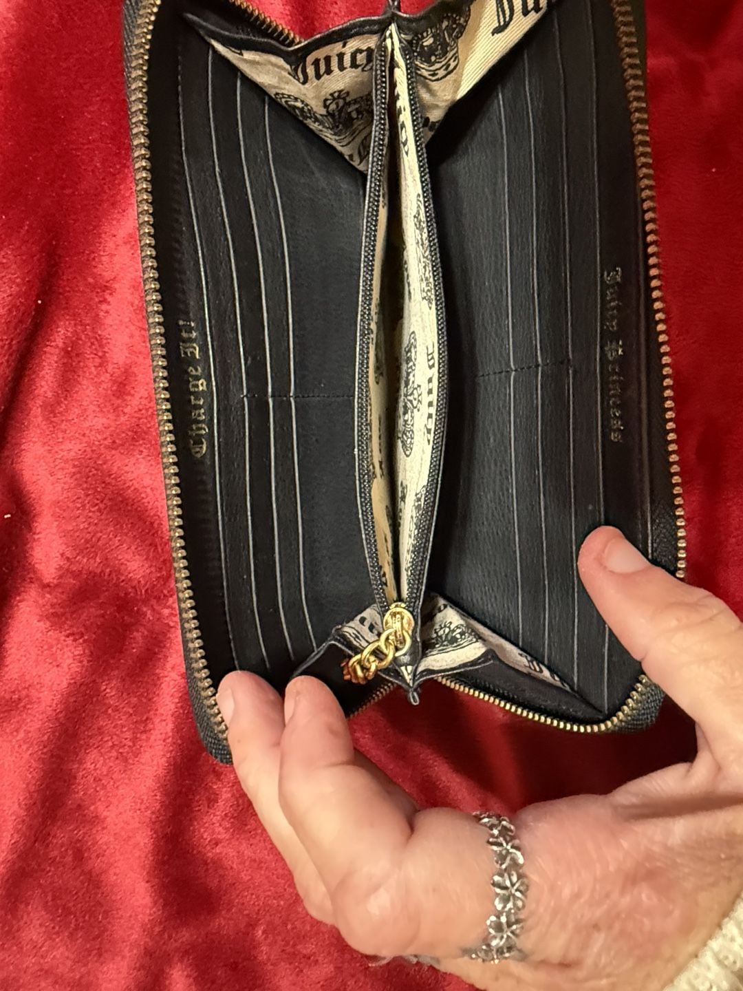 Juicy Couture Black Leather Zip Around Wallet 10