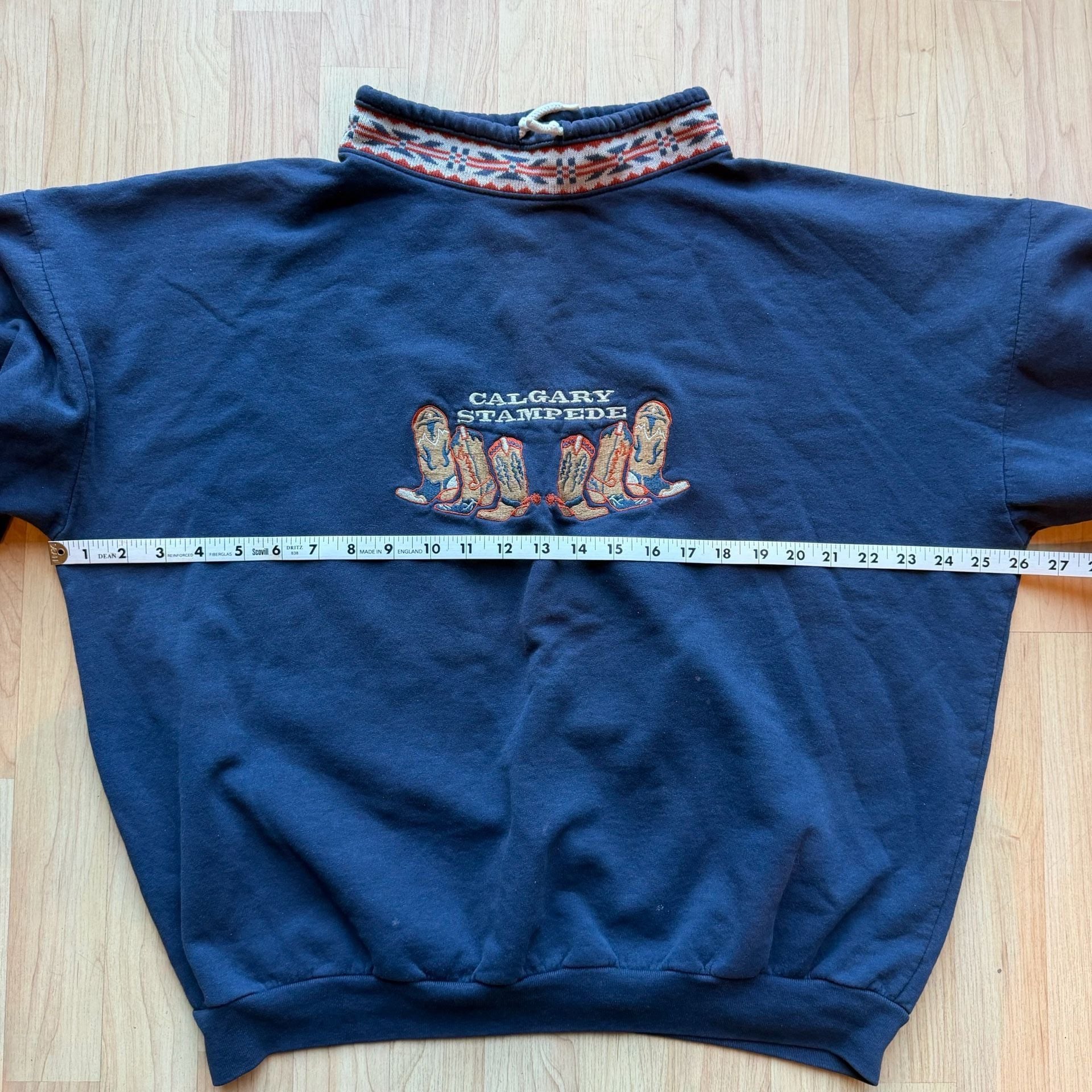 Vintage Embroidered Cowboy Boots Western Cowboy Blue Sweatshirt 10