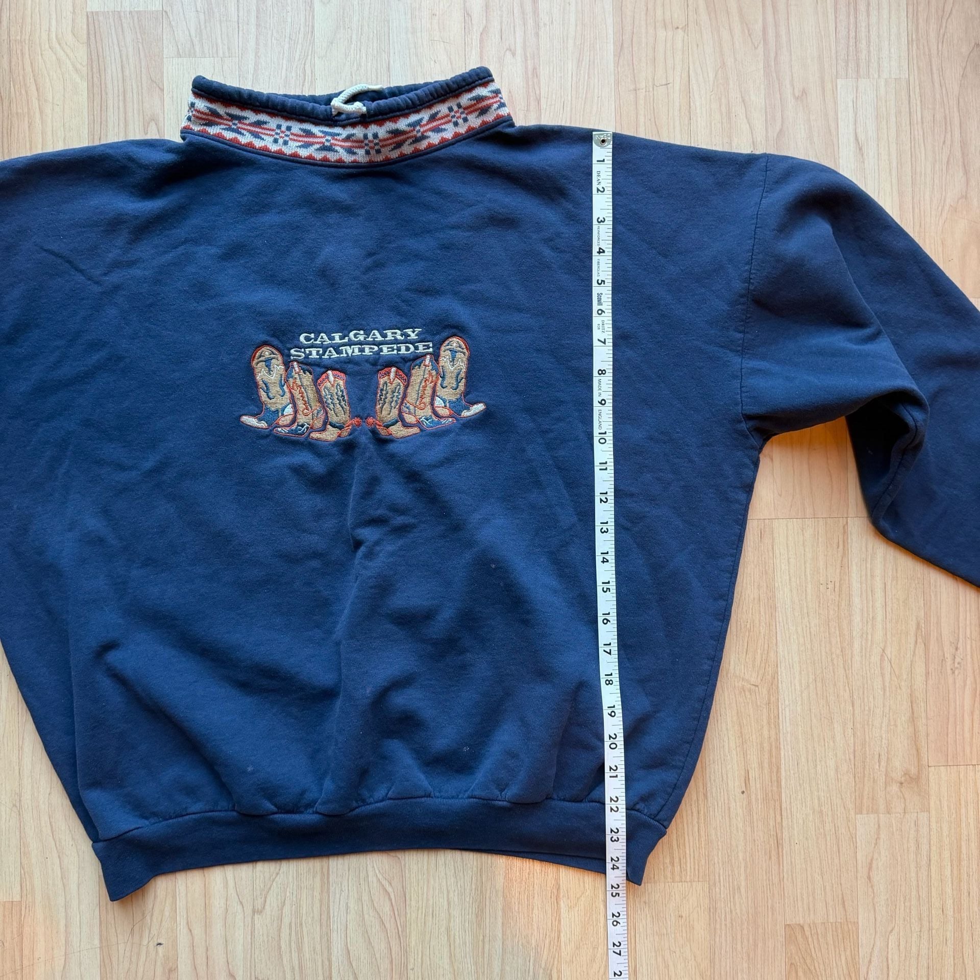 Vintage Embroidered Cowboy Boots Western Cowboy Blue Sweatshirt 12
