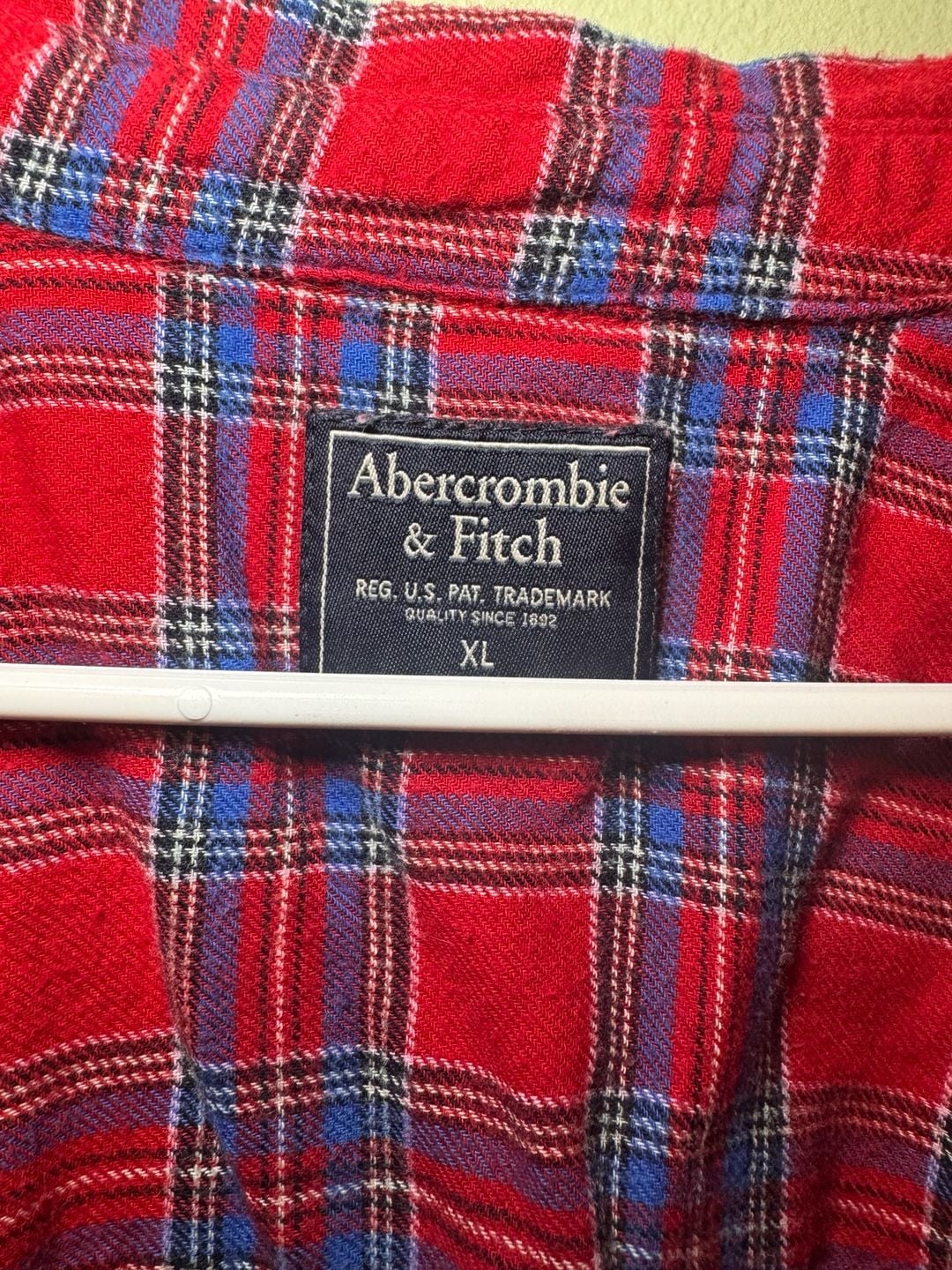 Abercrombie & Fitch Women’s XL Red Blue Plaid Button Down Flannel Shirt 3