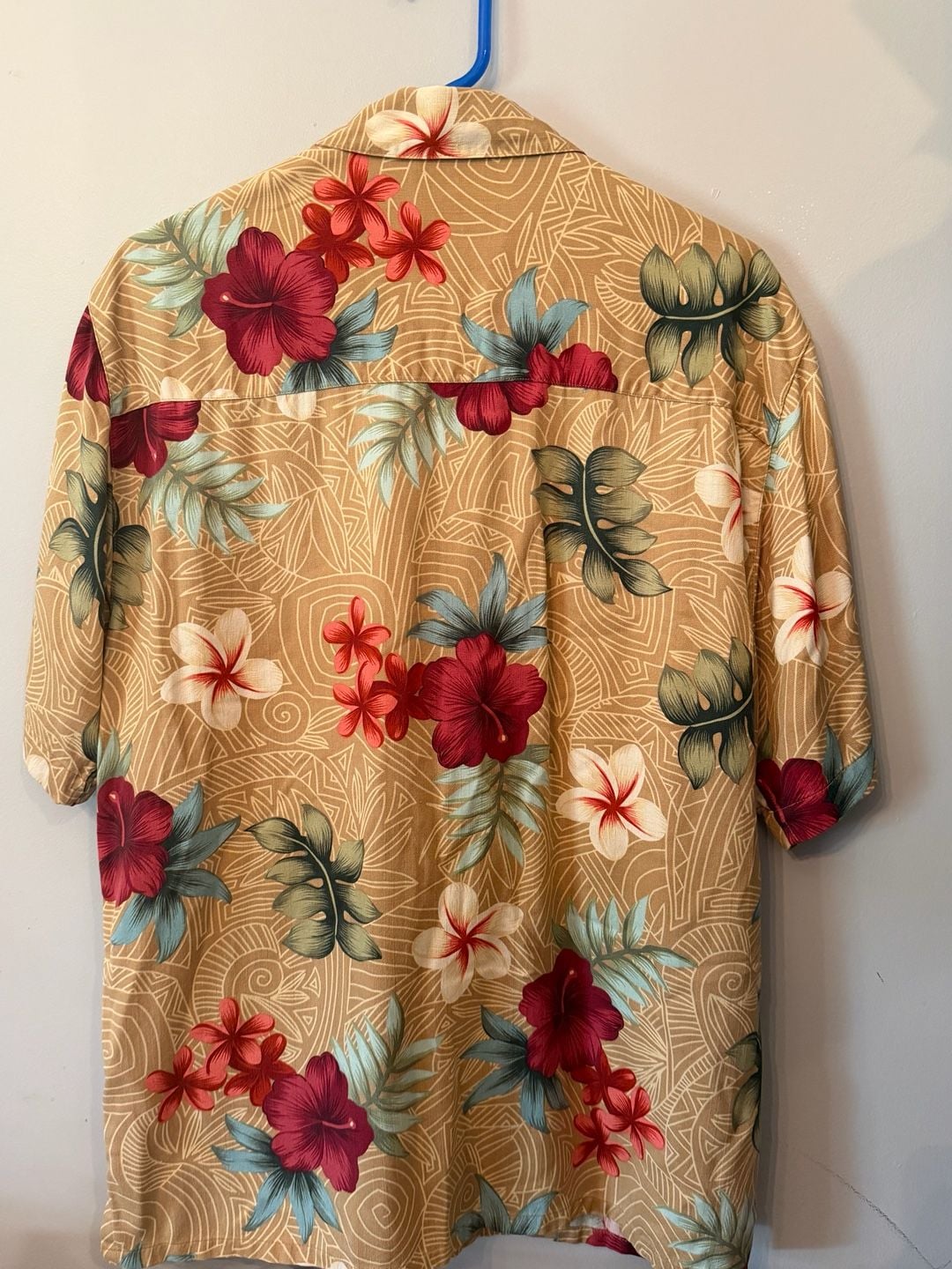 Banana Cabana Hawaiian Silk Shirt Size M Brown Floral 3
