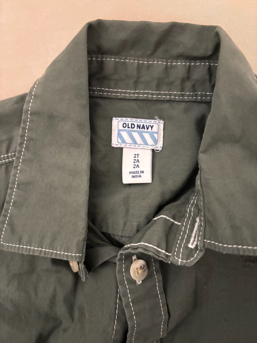 Old Navy Button-Down Shirt Size 3T Green Cotton 3