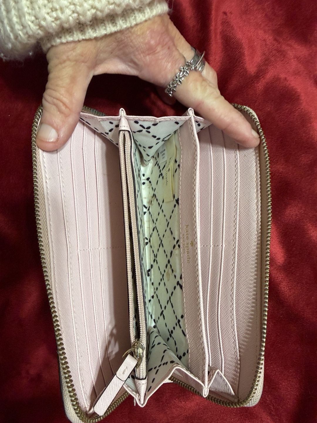 Kate Spade WLRU1498 Pink Saffiano Leather Zip Around Wallet 6