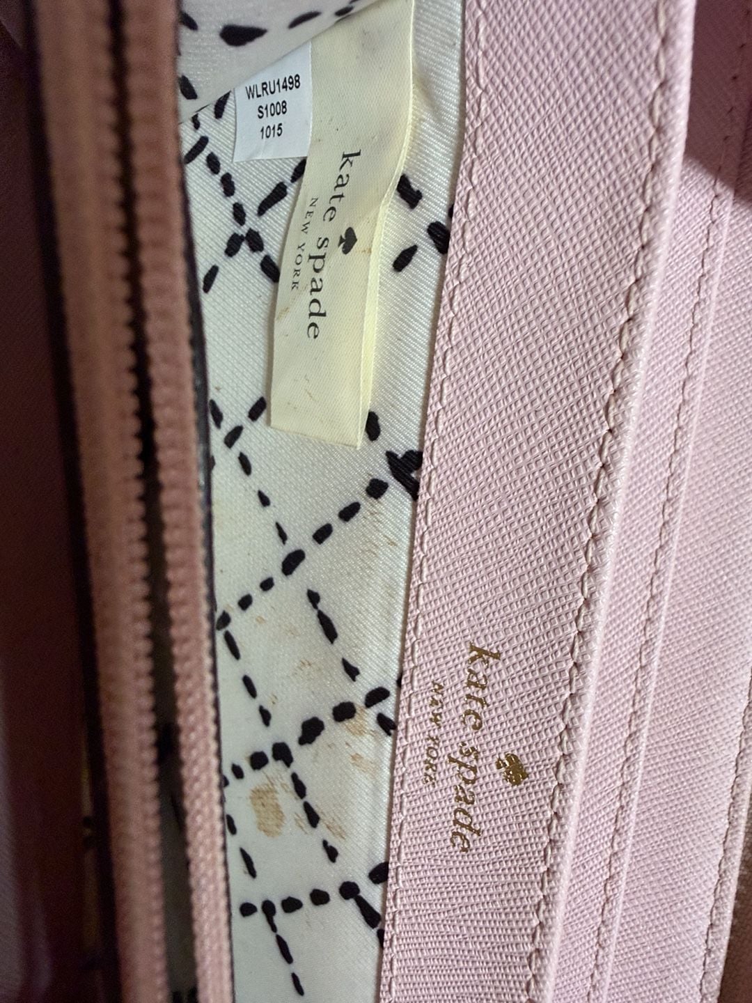 Kate Spade WLRU1498 Pink Saffiano Leather Zip Around Wallet 7