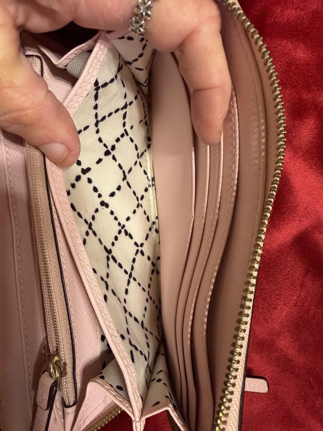 Kate Spade WLRU1498 Pink Saffiano Leather Zip Around Wallet 8