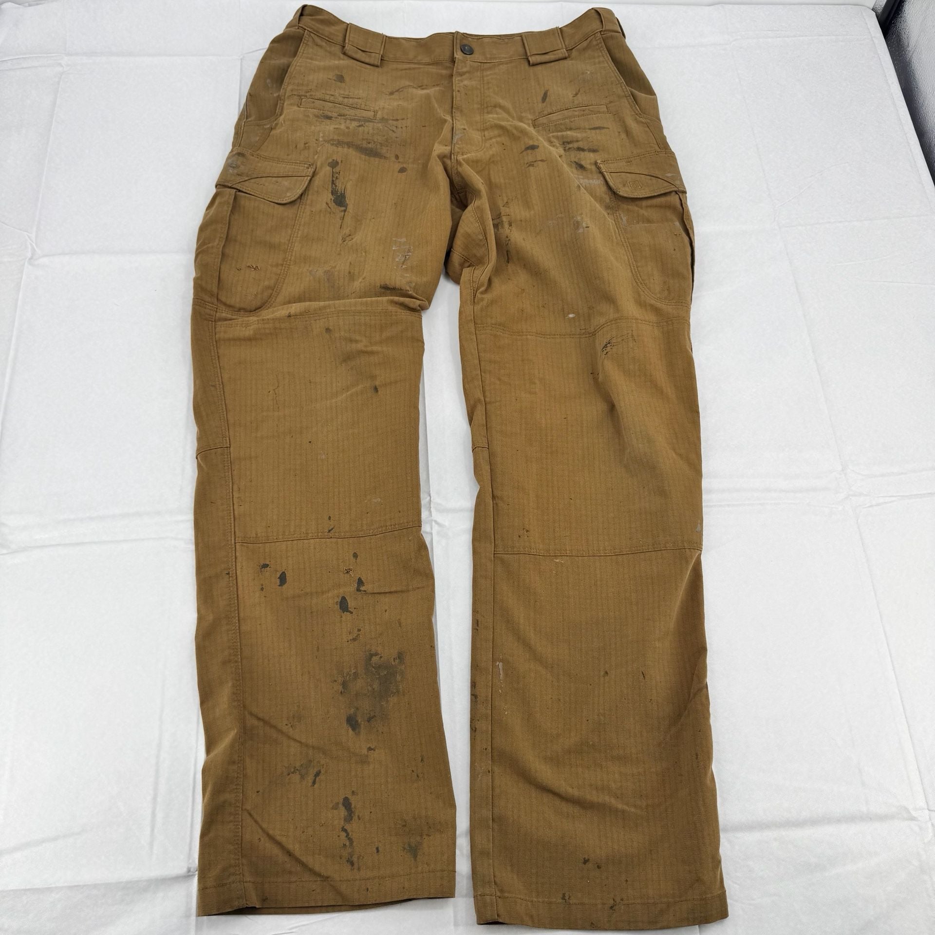 5.11 Tactical Cargo Pants 34x32 Brown Ripstop WorkWear Utility Heavy Distressed 2