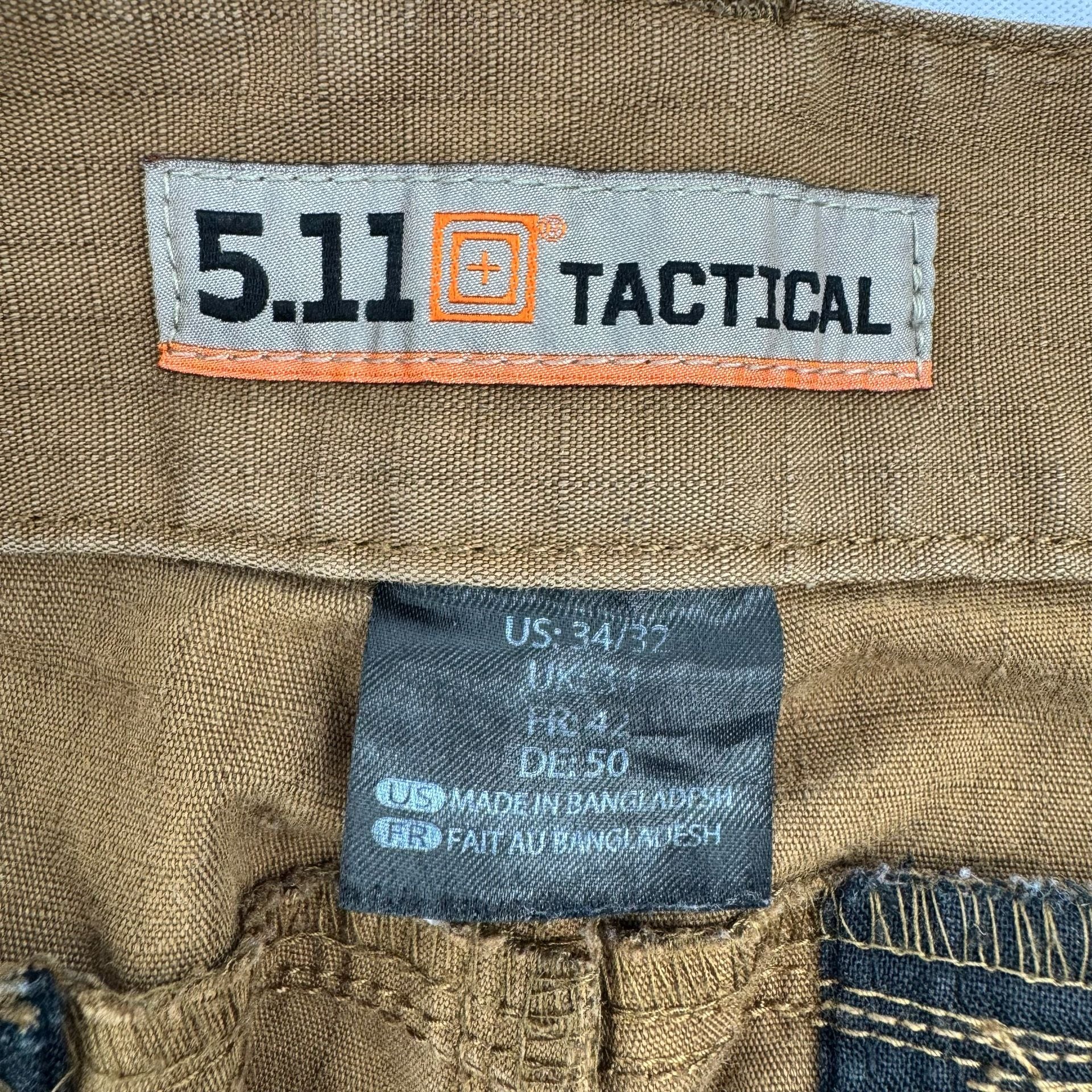 5.11 Tactical Cargo Pants 34x32 Brown Ripstop WorkWear Utility Heavy Distressed 4