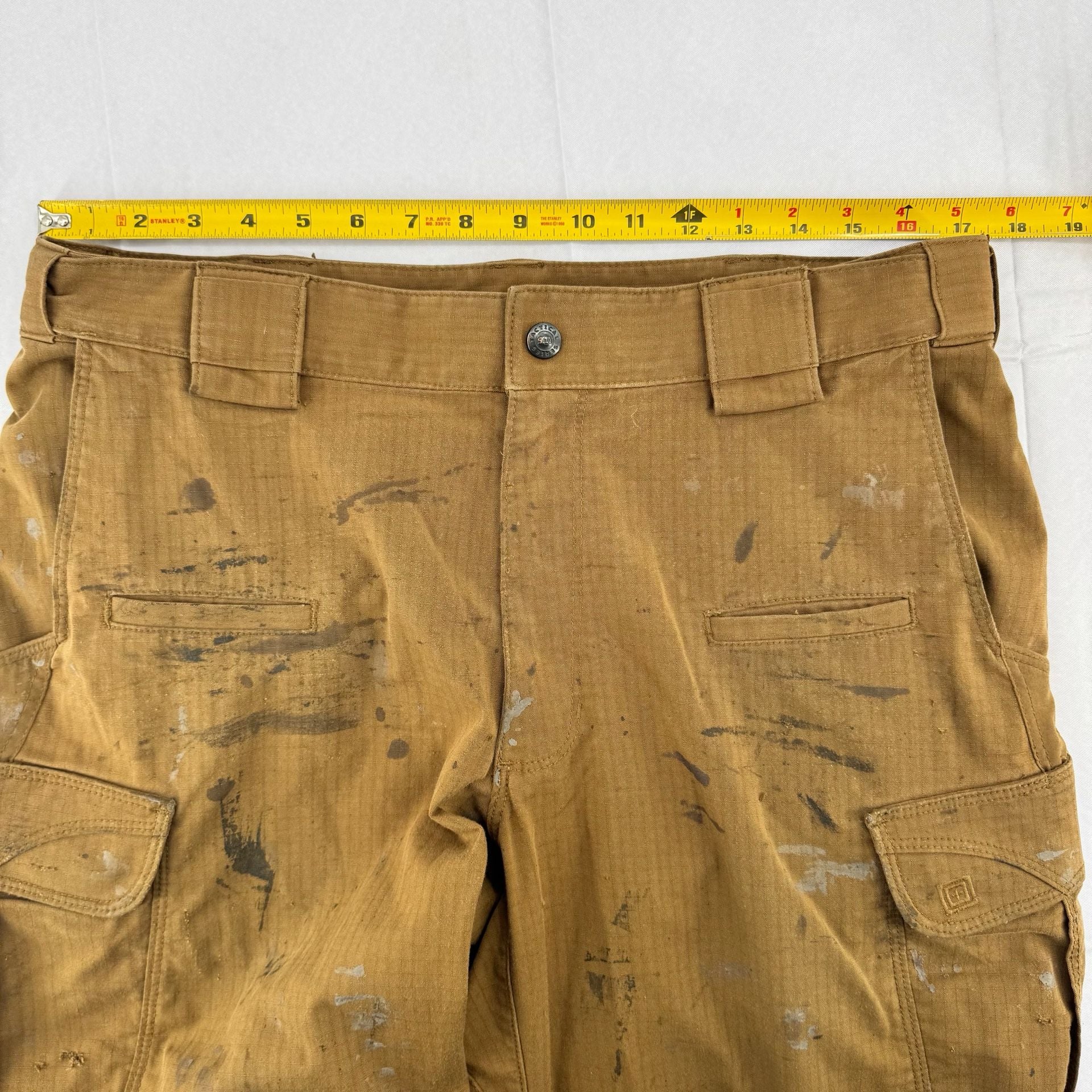 5.11 Tactical Cargo Pants 34x32 Brown Ripstop WorkWear Utility Heavy Distressed 5