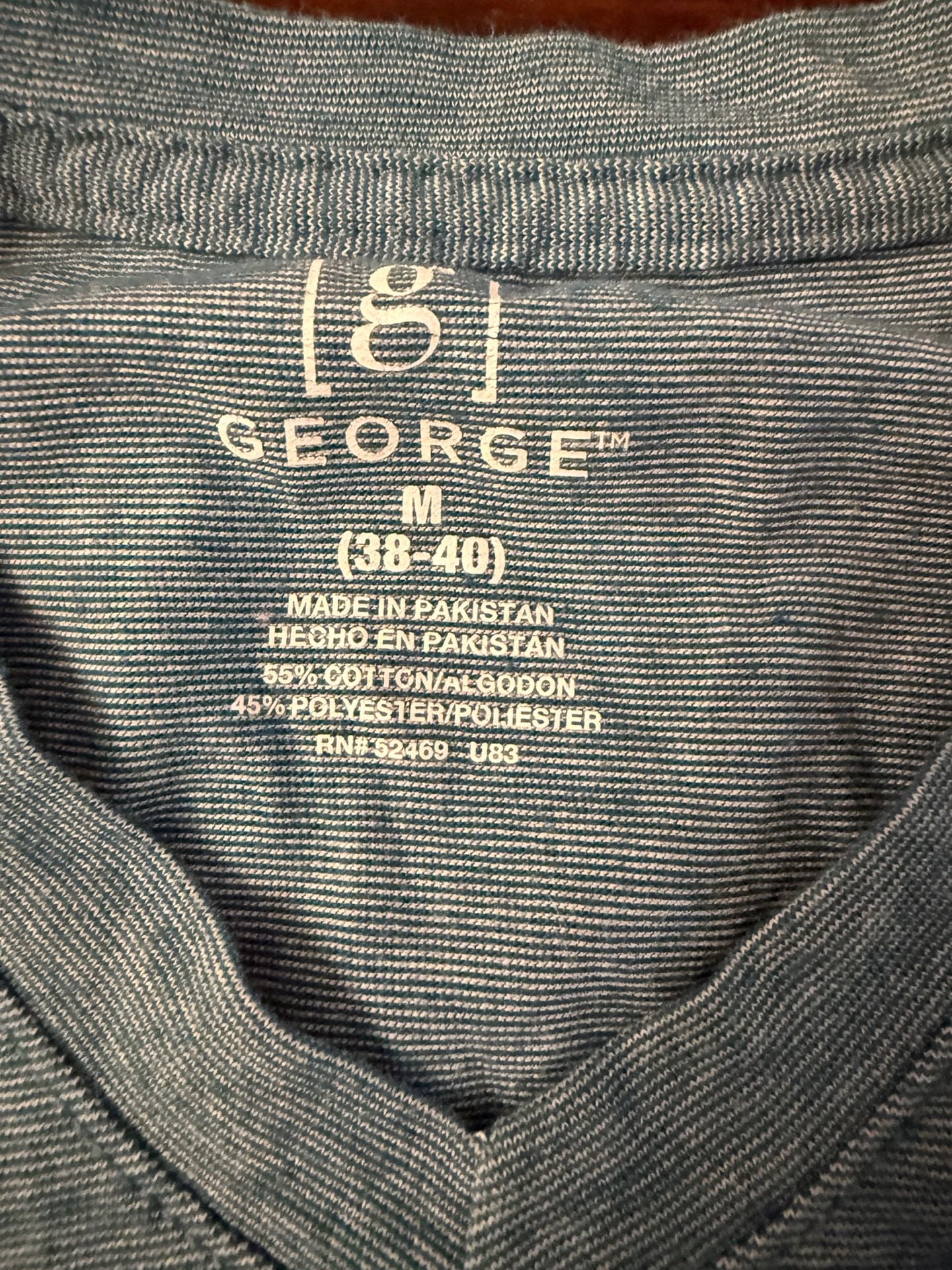 George V-Neck T-Shirt Size M Teal Blue Heather Short Sleeve Cotton Blend 3