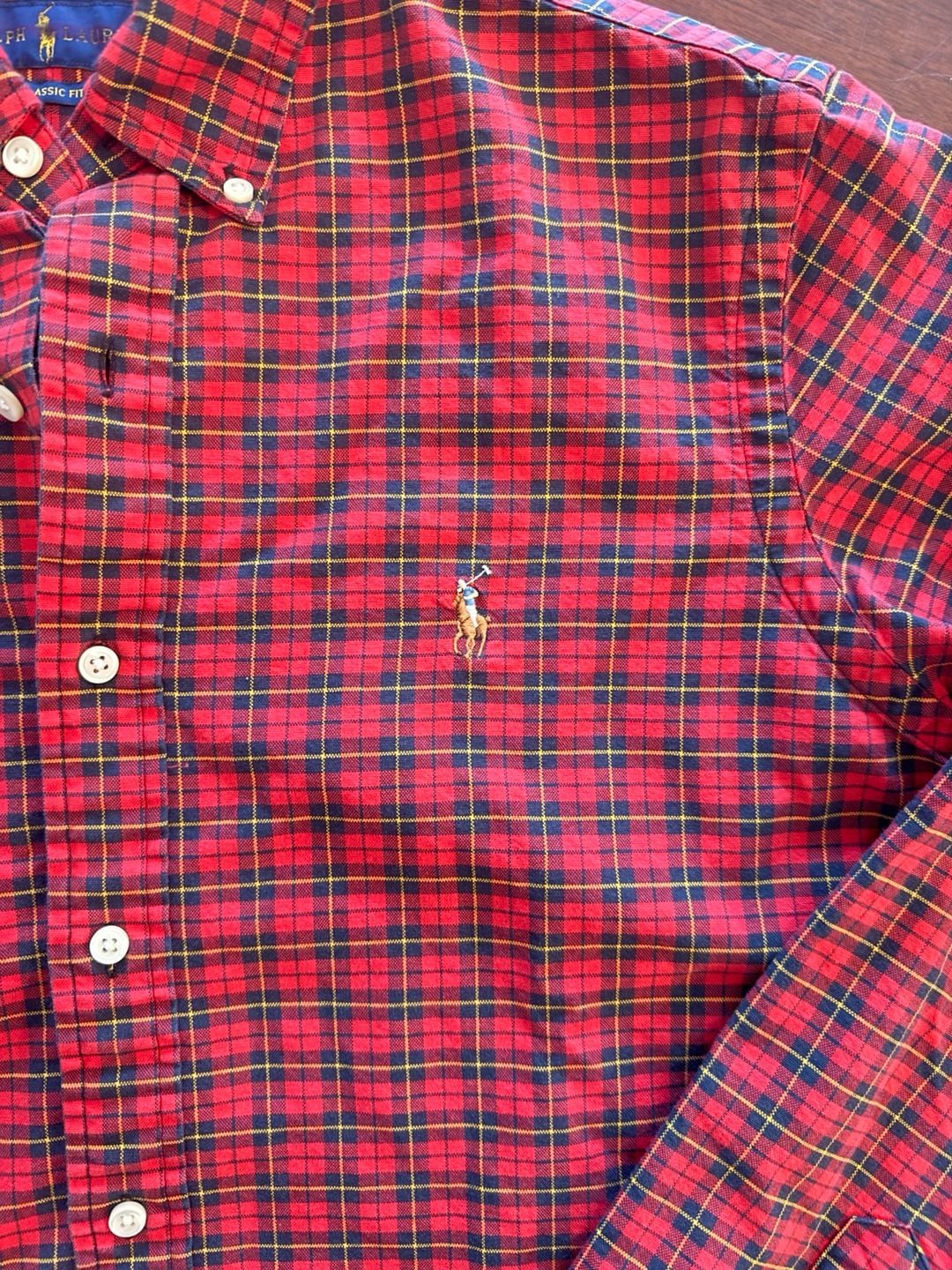 Ralph Lauren Classic Fit Plaid Button Down Shirt Size M Red 3