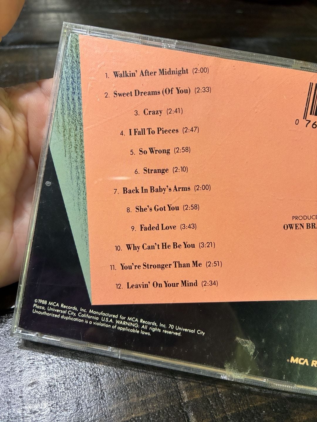 Patsy Cline 12 Greatest Hits Audio CD MCA Records 2
