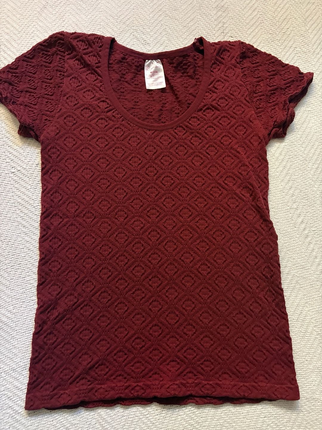 No Boundaries Textured Short Sleeve Top Size M (7-9) Red 2