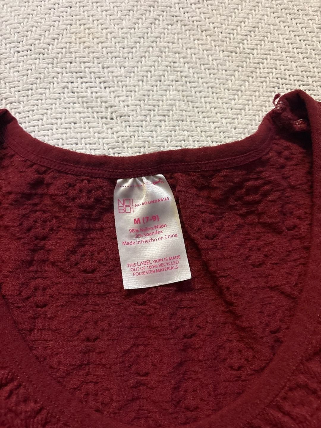 No Boundaries Textured Short Sleeve Top Size M (7-9) Red 3