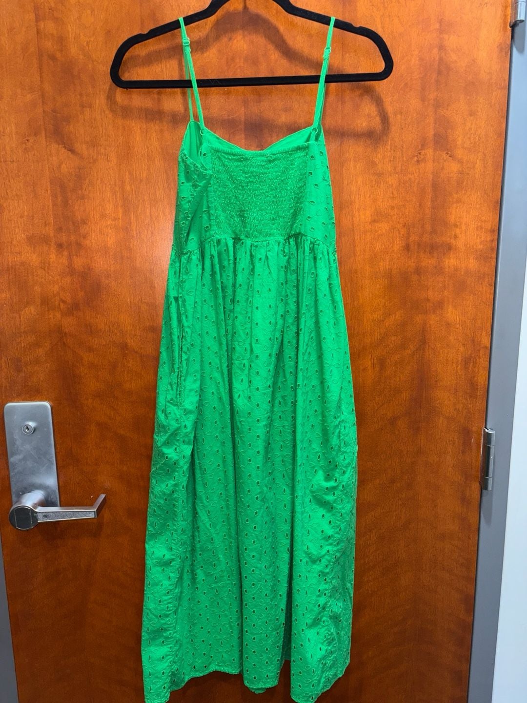 A New Day Green Eyelet Midi Dress Size S 3