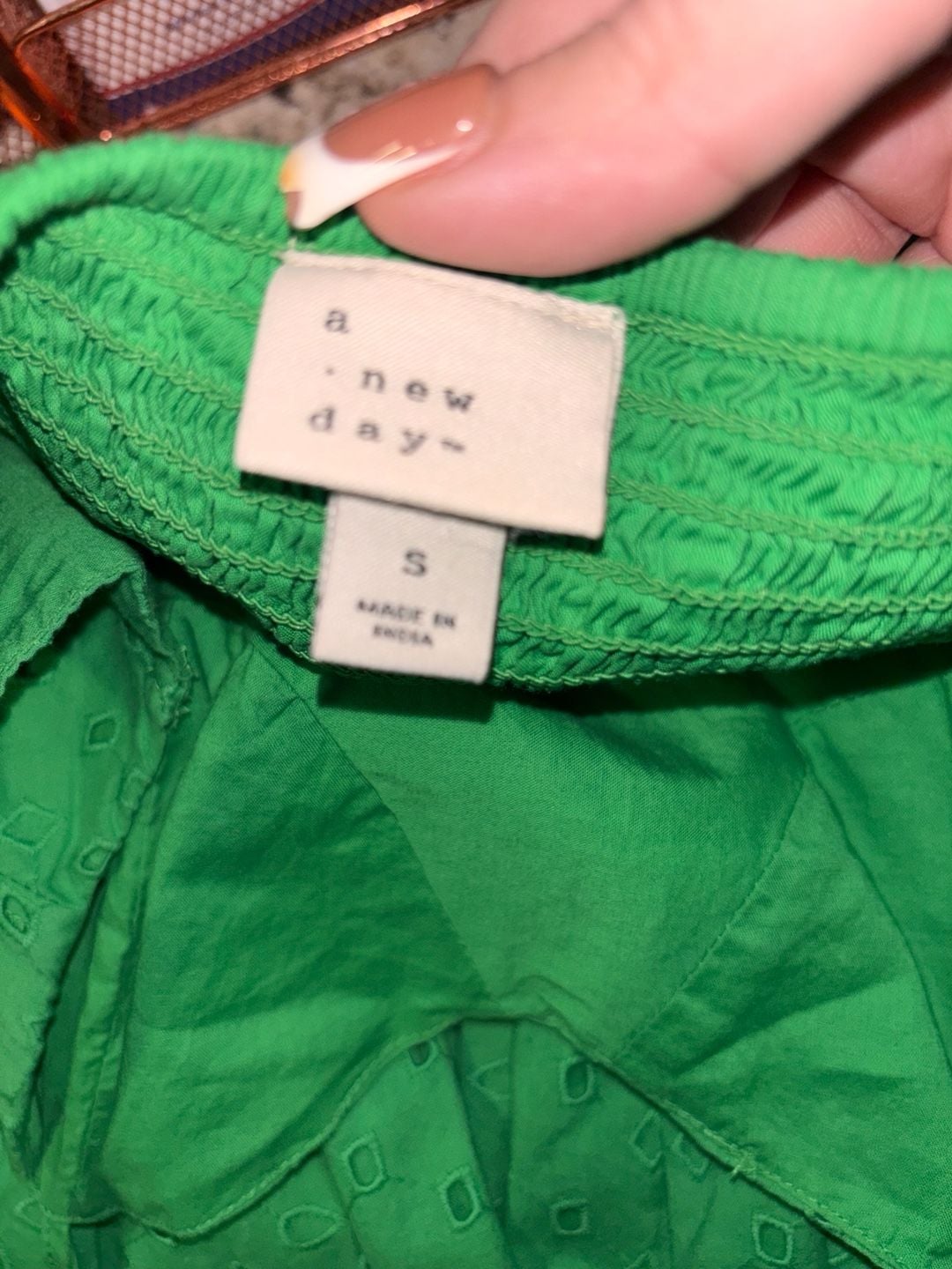 A New Day Green Eyelet Midi Dress Size S 4