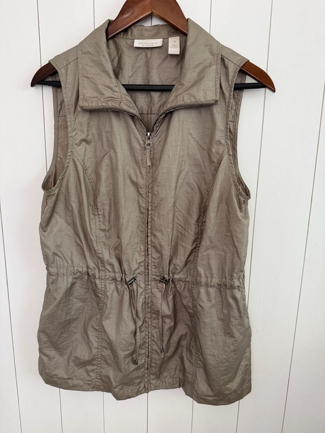 Weekends By Chico's Nylon Size 1 Taupe Utility Vest 1