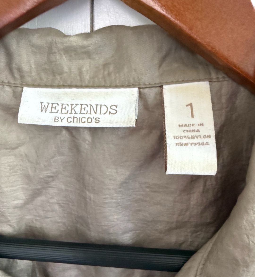 Weekends By Chico's Nylon Size 1 Taupe Utility Vest 2