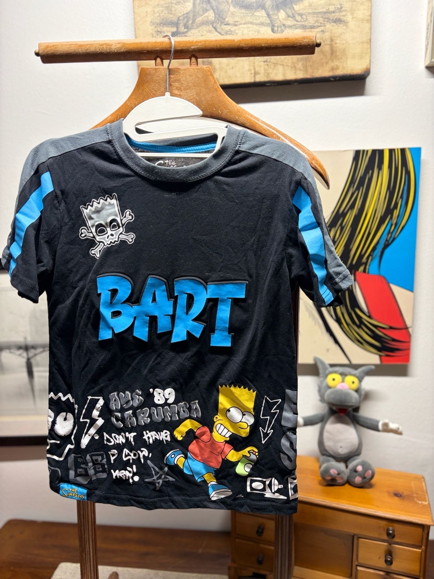 The Simpsons Bart Simpson Graphic T-Shirt Black Size XL Youth 8
