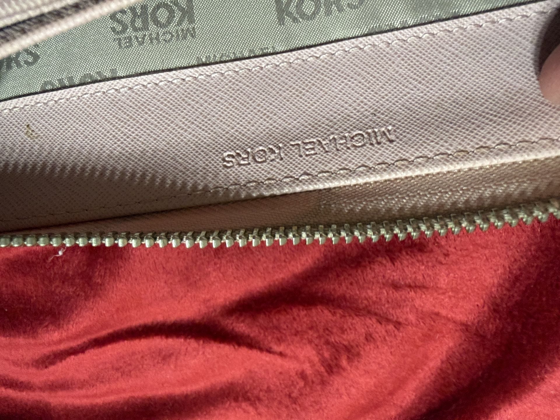 Michael Kors Light Pink Pebbled Leather Zip Around Wallet 9