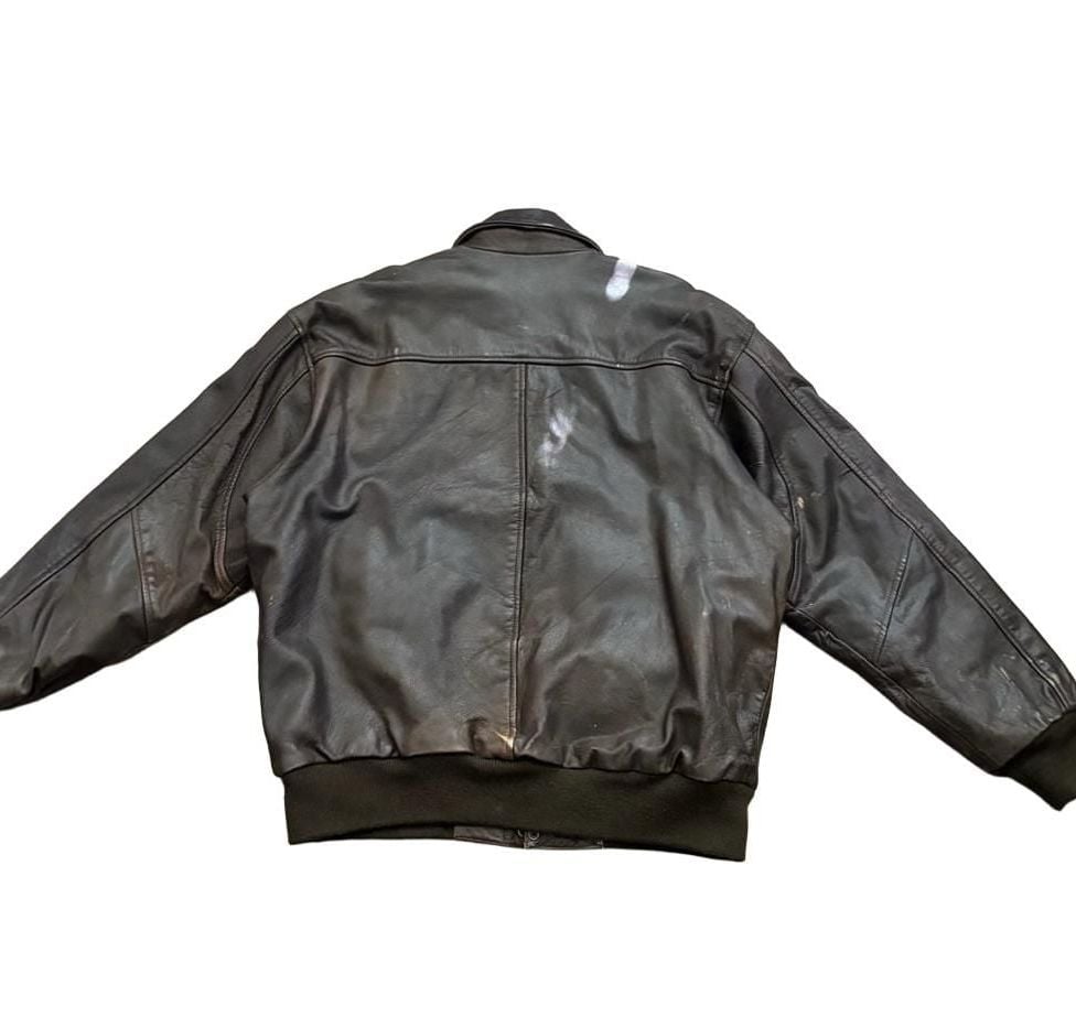 Vintage Classics Leather Bomber Jacket Size L Brown 3