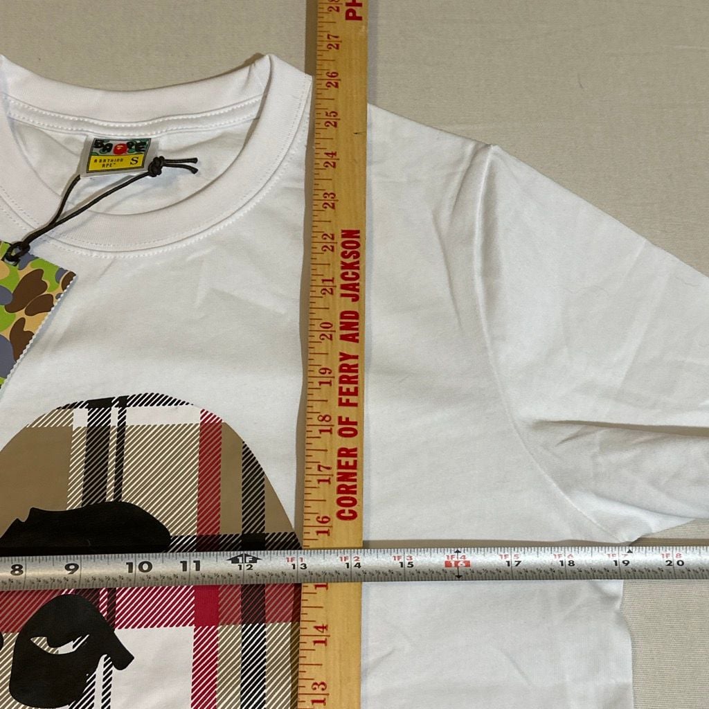 A Bathing Ape Bape Ape Head Plaid White T-Shirt Size S 4