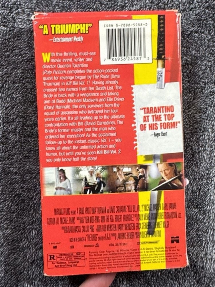 Kill Bill: Volume 2 VHS Tape Miramax Home Entertainment 2