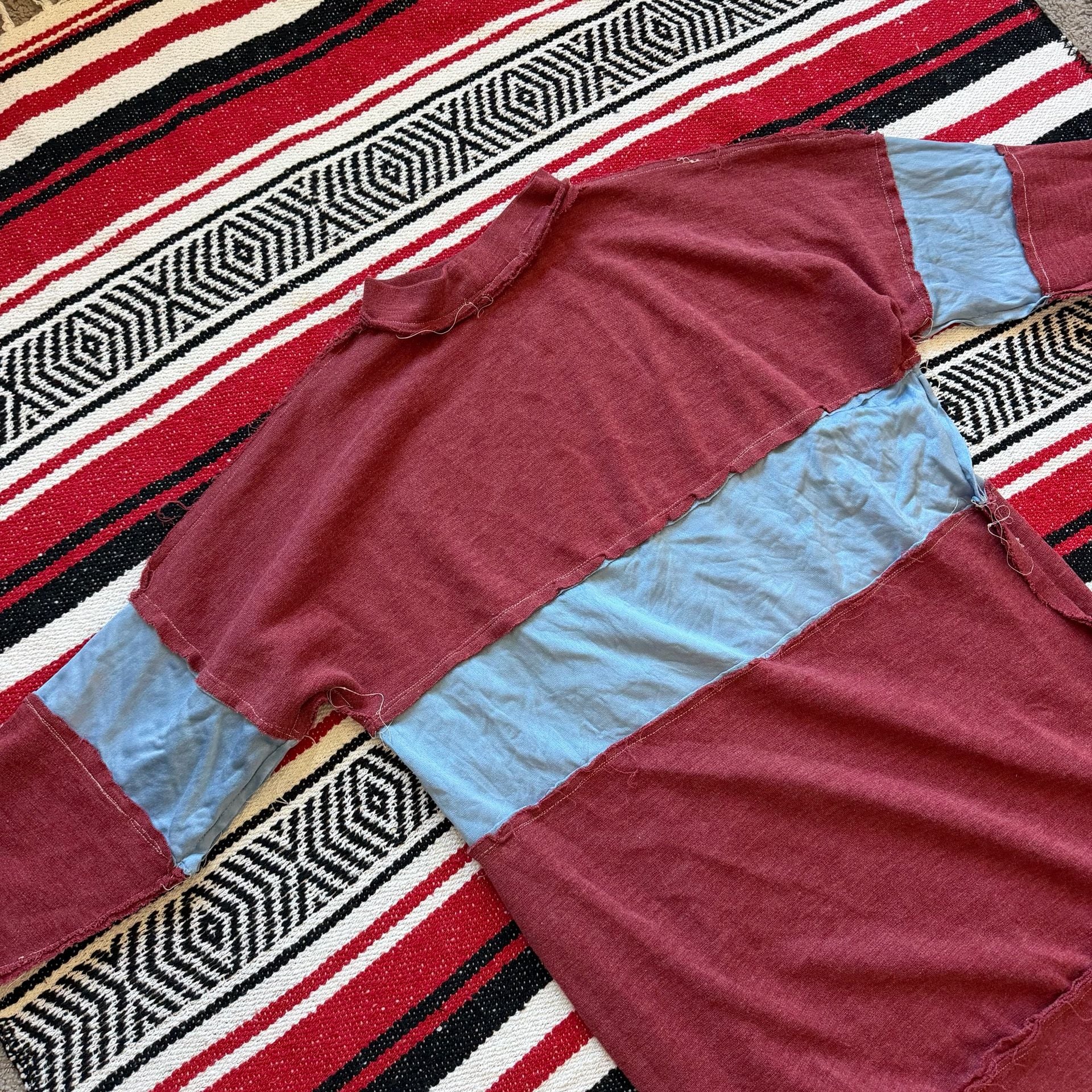 True Vintage 1950s Rough-Sewn Striped Sports Knit Top - Sz L 12