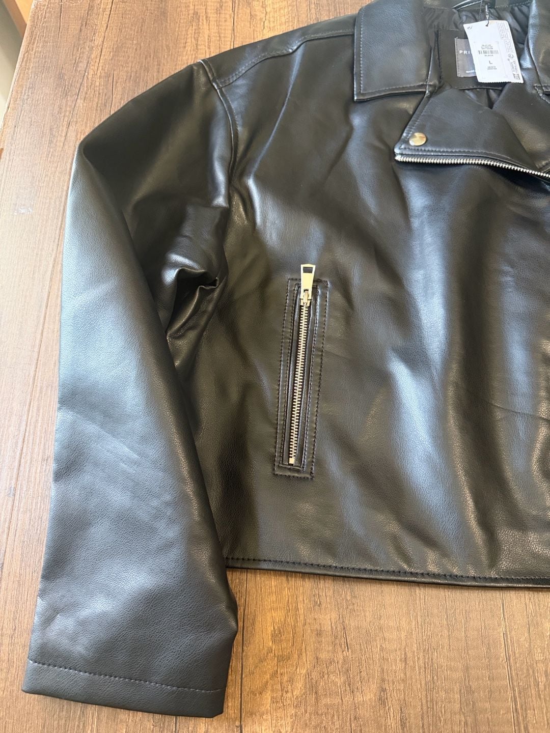 Primark Faux Leather Biker Jacket Size L Black 2