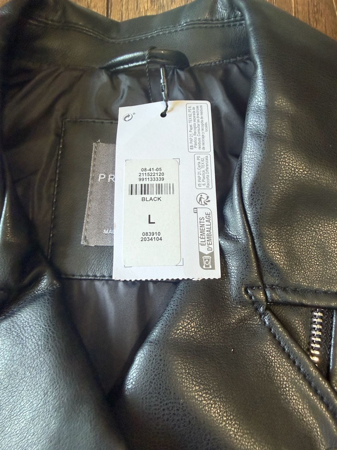Primark Faux Leather Biker Jacket Size L Black 3