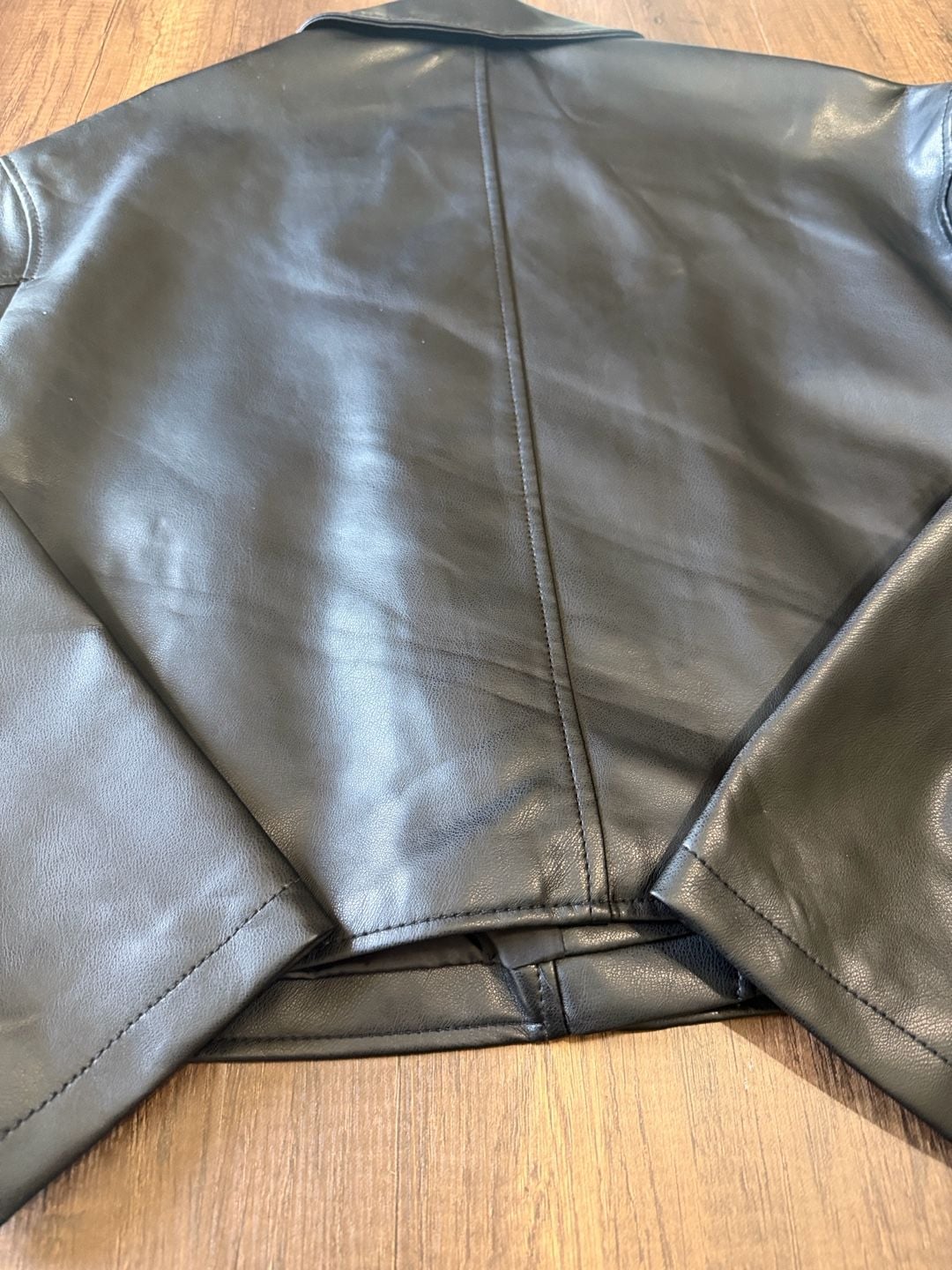 Primark Faux Leather Biker Jacket Size L Black 7