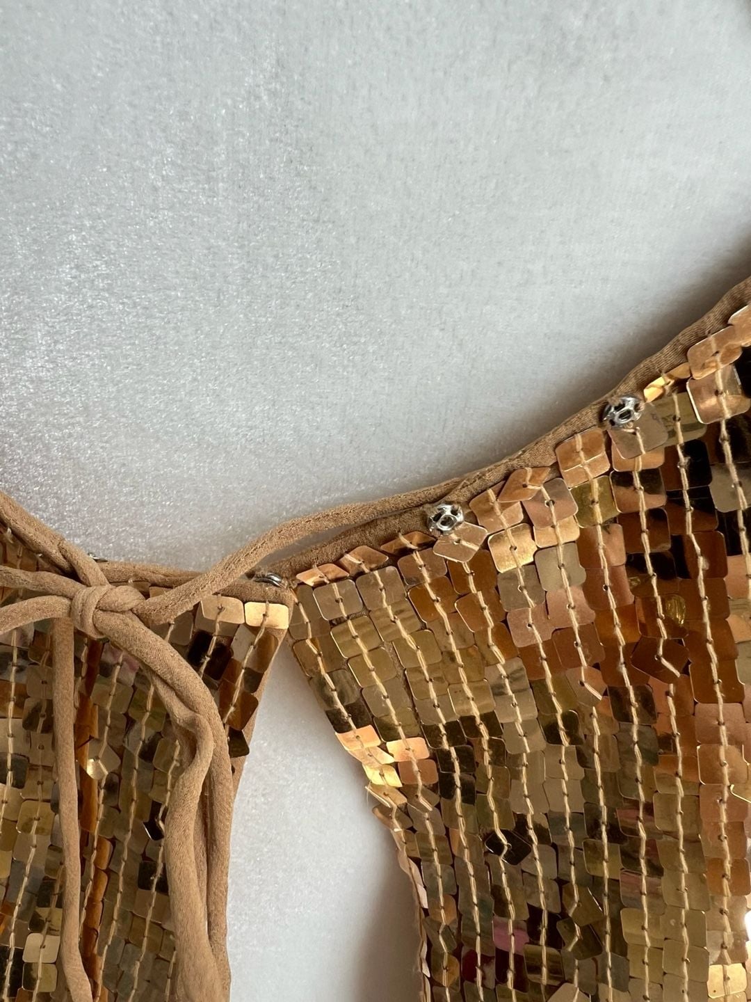 Y2K INC International Concepts Sequin Halter Top Size 4P Gold Silk 6