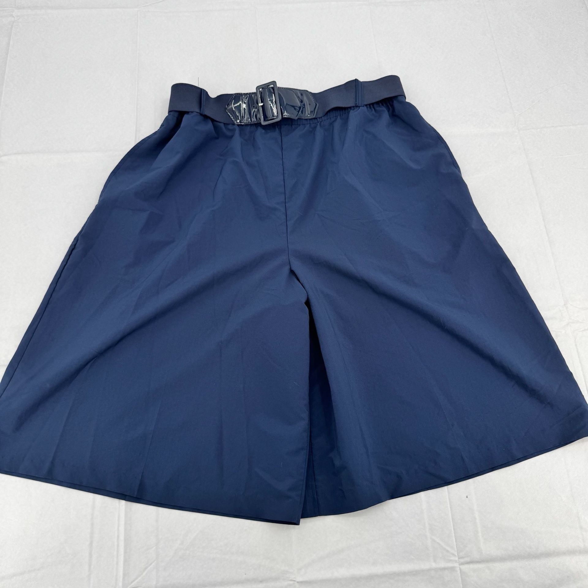 BonWorth Culottes Size 12 Navy Blue Belted Skort Shorts 2