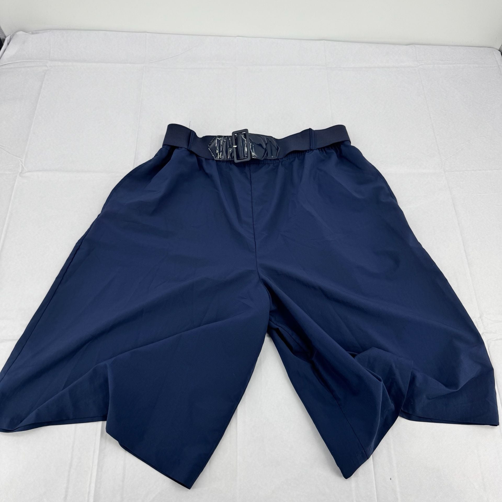 BonWorth Culottes Size 12 Navy Blue Belted Skort Shorts 3