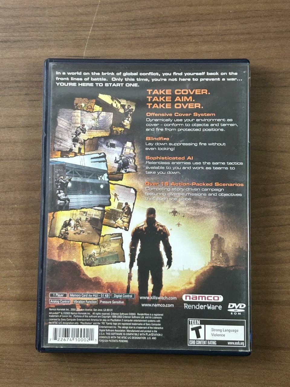 Kill Switch PS2 PlayStation 2 2003 Complete CIB w/ Manual Namco 3