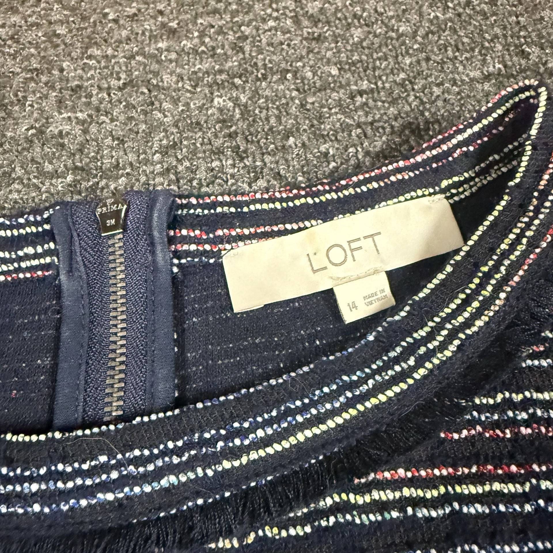 LOFT Tweed Shift Dress Size 14 Blue Multi Short Sleeve 3