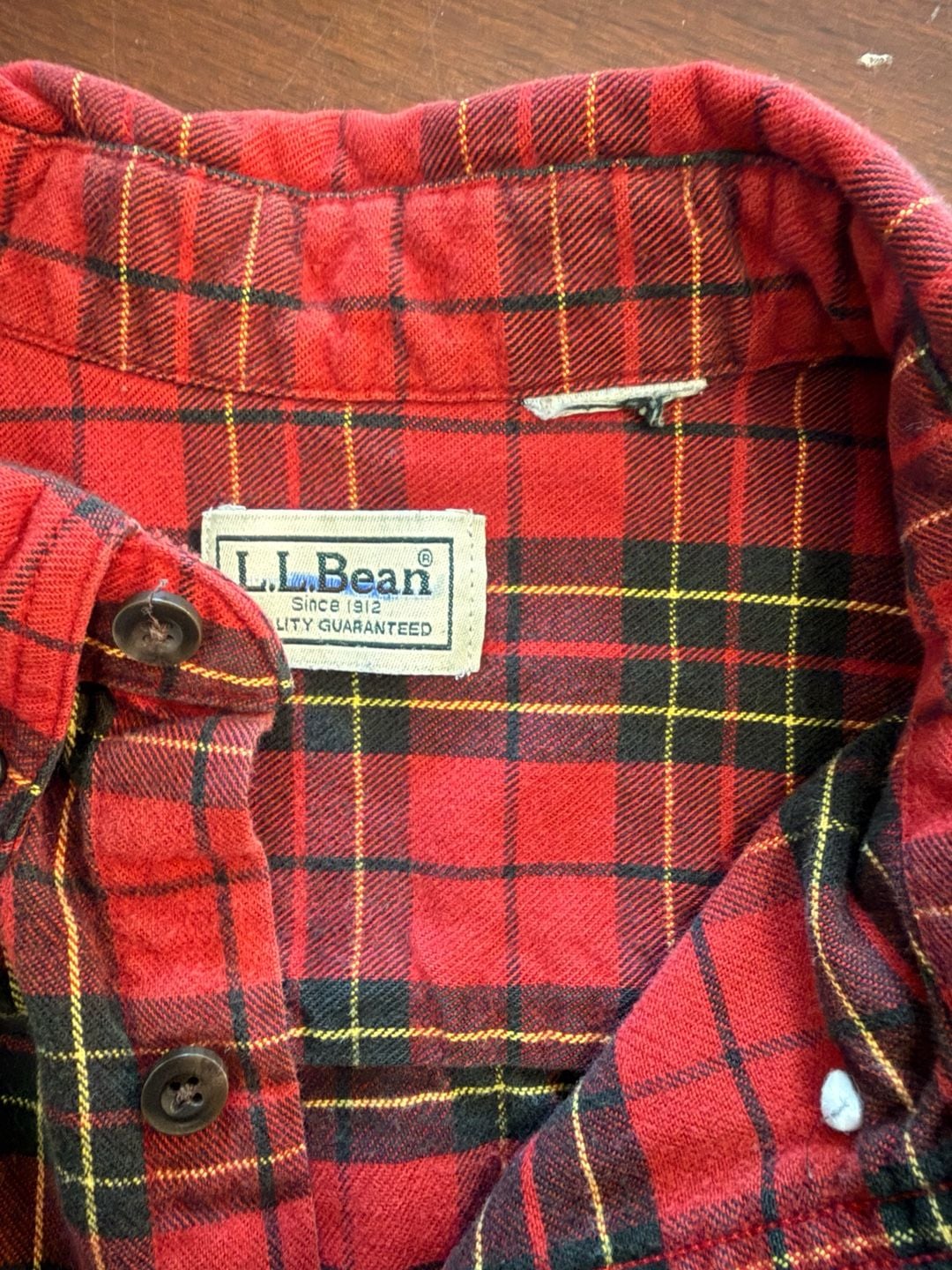 LL Bean Red Plaid Flannel Button Down Shirt 3