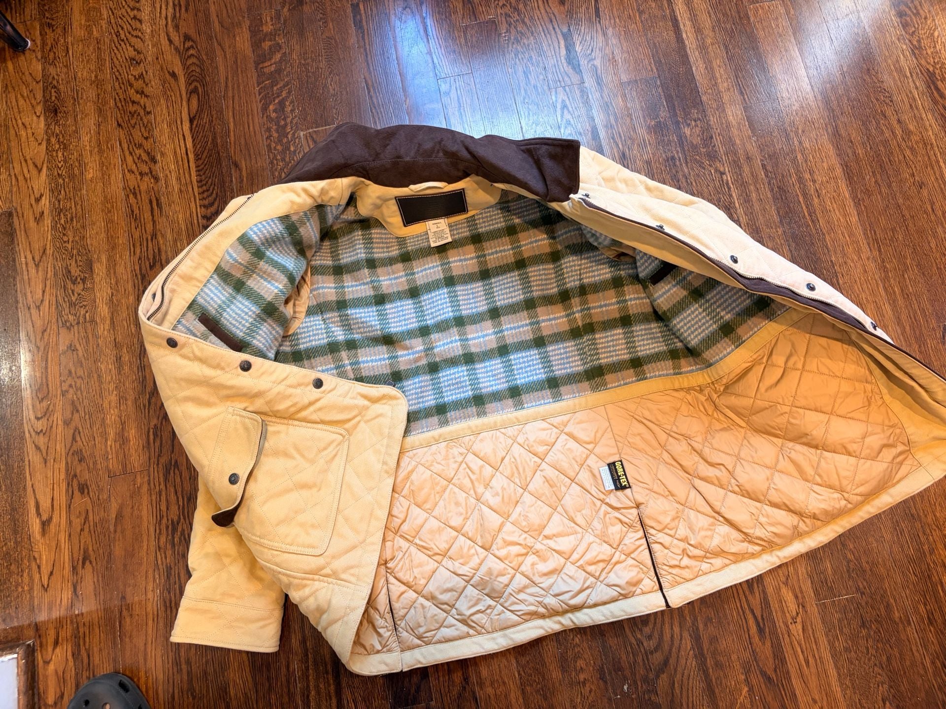 Vintage LL Bean Womens L Quilted Legacy Riding Jacket Wool Plaid Lined GoreTex 5